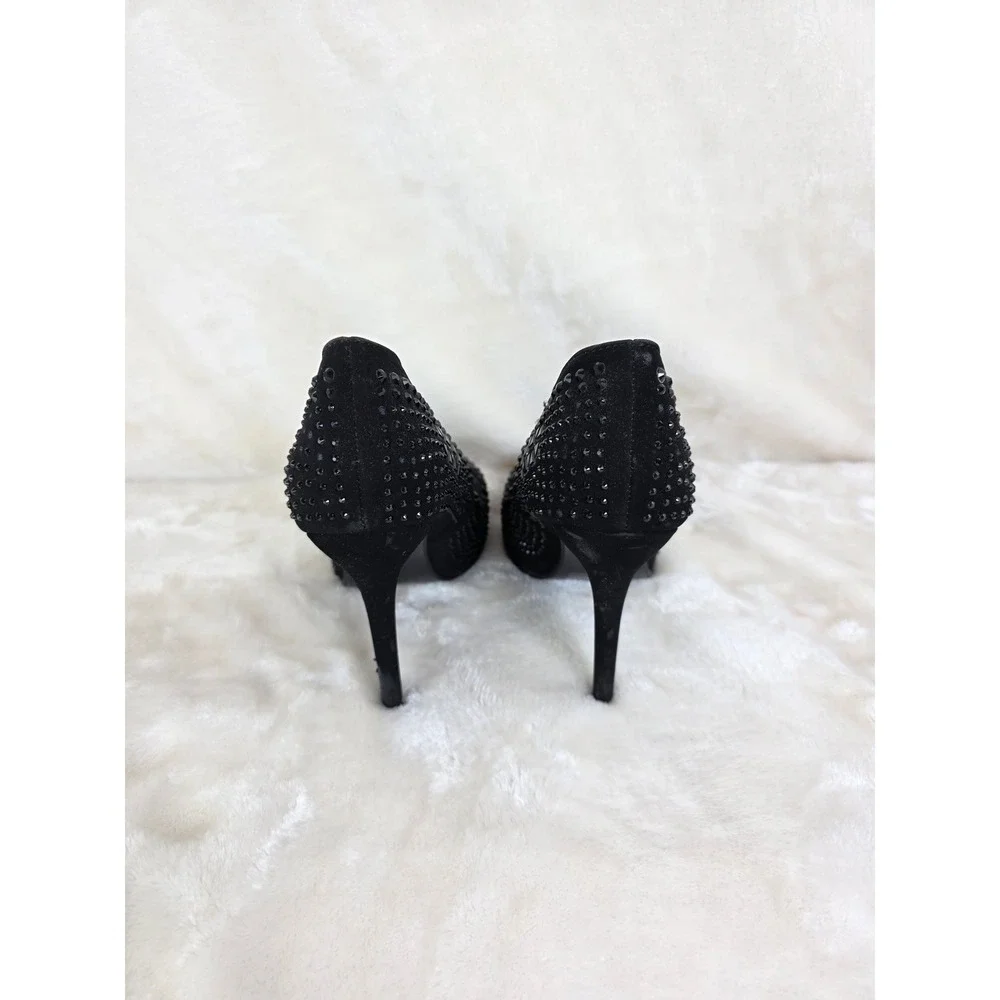 Forever Glamorous Black Rhinestone‎ Stiletto Heels Pointed Toe Pumps Size 8